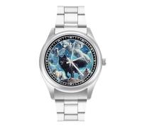Orologio da polso al quarzo con ali e ali sotto la luna, alla moda, in acciaio inox, con numeri arabi, per uomo e donna, Stile:, regular, MHXYZHW