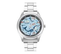 Orologio da polso al quarzo con balene, granchi, barca, faro, alla moda, in acciaio inox, con numeri arabi, per uomo e donna, Stile:, regular, MHXYZHW