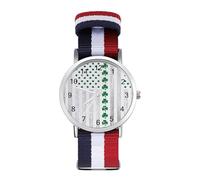 Orologio da polso al quarzo con bandiera degli Stati Uniti d'Irlanda con numeri arabi e cinturino regolabile per uomo e donna, Stile:, regular, MHXYZHW