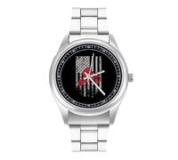 Orologio da polso al quarzo con bandiera degli Stati Uniti, in acciaio inox, con numeri arabi, per uomo e donna, Stile:, regular, MHXYZHW