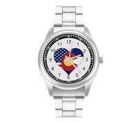 Orologio da polso al quarzo con bandiera del Colorado degli Stati Uniti d'America, alla moda, in acciaio inox, con numeri arabi, per uomo e donna, Stile:, regular, MHXYZHW