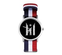 Orologio da polso al quarzo con bandiera del Porto Rico, con numeri arabi, cinturino regolabile per uomo e donna, Stile:, regular, MHXYZHW