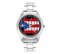 Orologio da polso al quarzo con bandiera del Porto Rico Country Pride, orologio da polso in acciaio inossidabile con numeri arabi, per uomini e donne, Stile:, regular, MHXYZHW