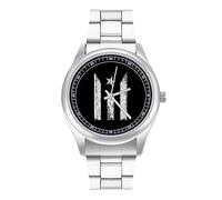 Orologio da polso al quarzo con bandiera del Porto Rico, in acciaio inox, con numeri arabi, per uomo e donna, Stile:, regular, MHXYZHW