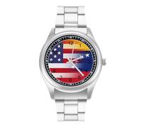 Orologio da polso al quarzo con bandiera del Venezuela degli Stati Uniti, in acciaio inox, con numeri arabi, per uomo e donna, Stile:, regular, MHXYZHW