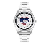 Orologio da polso al quarzo con bandiera del Wyoming degli Stati Uniti d'America, alla moda, in acciaio inox, con numeri arabi, per uomo e donna, Stile:, regular, MHXYZHW