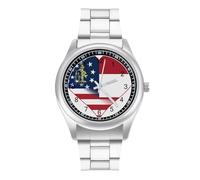 Orologio da polso al quarzo con bandiera della Georgia degli Stati Uniti d'America, alla moda, in acciaio inox, con numeri arabi, per uomo e donna, Stile:, regular, MHXYZHW