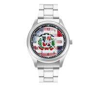 Orologio da polso al quarzo con bandiera della Repubblica Dominicana degli Stati Uniti, in acciaio inox, con numeri arabi, per uomo e donna, Stile:, regular, MHXYZHW