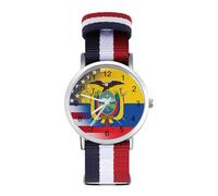 Orologio da polso al quarzo con bandiera dell'Ecuador degli Stati Uniti, con numeri arabi, cinturino regolabile per uomo e donna, Stile:, regular, MHXYZHW