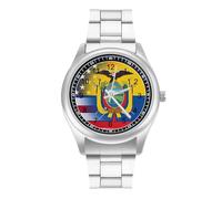 Orologio da polso al quarzo con bandiera dell'Ecuador degli Stati Uniti, in acciaio inox, con numeri arabi, per uomo e donna, Stile:, regular, MHXYZHW