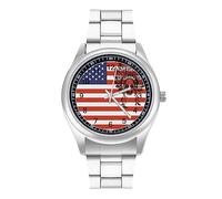 Orologio da polso al quarzo con bandiera indiana dei nativi americani, in acciaio inox, con numeri arabi, per uomo e donna, Stile:, regular, MHXYZHW