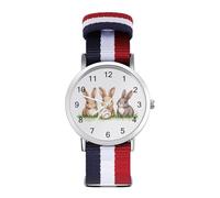 Orologio da polso al quarzo con coniglietti da baseball, personalizzato, con numeri arabi, con cinturino regolabile per uomo e donna