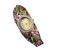 Orologio da polso al quarzo con fiore, orologio da donna, orologio da donna senior, Multicolore, misura unica