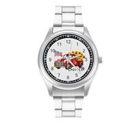 Orologio da polso al quarzo con girasole e bandiera degli Stati Uniti, alla moda, in acciaio inox, con numeri arabi, per uomo e donna, Stile:, regular, MHXYZHW