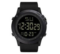 Orologio da polso al quarzo con LED in gomma, da uomo, con data, digitale, sportivo, alla moda, Nero , misura unica