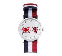 Orologio da polso al quarzo con leone scozzese e dragone gallese, con numeri arabi, cinturino regolabile per uomo e donna