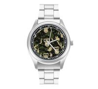 Orologio da polso al quarzo con motivo scimmia mimetica, in acciaio inox, con numeri arabi, per uomo e donna, Stile:, regular, MHXYZHW
