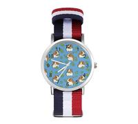 Orologio da polso al quarzo con numeri arabi e foglie di coriandolo che mangia porcellini d'India con cinturino regolabile per uomini e donne