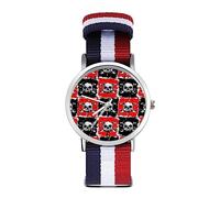 Orologio da polso al quarzo con teschio pirata e numeri arabi, cinturino regolabile per uomo e donna, Stile:, regular, MHXYZHW