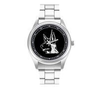 Orologio da polso al quarzo con testa di pastore tedesco, in acciaio inox, con numeri arabi, per uomo e donna, Stile:, regular, MHXYZHW