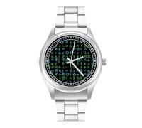 Orologio da polso al quarzo da uomo, stile casual, con cinturino in acciaio inox, con simbolo di geroglifici alieni, Stile:, regular, Bracciale