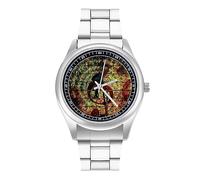 Orologio da polso al quarzo in acciaio inox con numeri arabi e note musicali, galassia, stelle, spazio, per uomo e donna, Stile:, regular, MHXYZHW