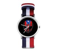 Orologio da polso al quarzo personalizzato con bandiera del Porto Rico con numeri arabi e cinturino regolabile per uomini e donne, Stile:, regular, MHXYZHW
