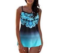 Orologio da polso al quarzo Split Tankini costume da bagno da bagno da donna Plus Strap Suit Bikini digitale set bikini stampa regolabile costume da bagno tankinis set da uomo canotta mimetica, Blu, S