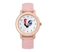 Orologio da polso alla moda da donna, con bandiera francese, a forma di gallo, facile da leggere, sottile, al quarzo, stile casual