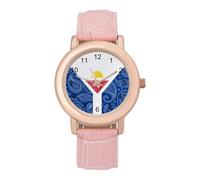 Orologio da polso alla moda da donna con bandiera francese Saint Martin Paisley, facile da leggere, al quarzo, stile casual