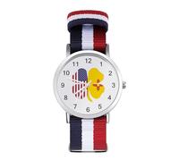 Orologio da polso analogico al quarzo con bandiera del New Mexico americano trifoglio per uomo donna cinturino in nylon, Stile:, regular, Cinturino