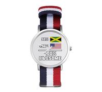 Orologio da polso analogico al quarzo con cinturino in nylon giamaicano e americano, 100% fantastico, per uomo e donna, Stile:, regular, Cinturino