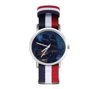 Orologio da polso analogico al quarzo con cinturino in nylon per uomo e donna con barca a vela in mare, Stile:, regular, Cinturino