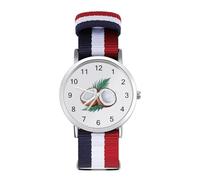 Orologio da polso analogico al quarzo con foglie di palma di cocco per uomo e donna con cinturino in nylon, Stile:, regular, Cinturino