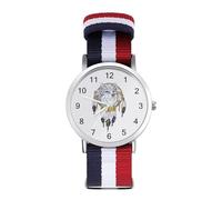 Orologio da polso analogico al quarzo con lupo e acchiappasogni ad acquerello, per uomo e donna, cinturino in nylon, Stile:, regular, Cinturino