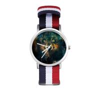 Orologio da polso analogico al quarzo con maschera da bocca, con lupo, per uomo e donna, cinturino in nylon, Stile:, regular, Cinturino