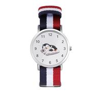 Orologio da polso analogico al quarzo con pinguino carino che dorme per uomo e donna, cinturino in nylon, Stile:, regular, Cinturino