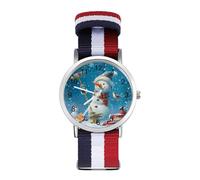 Orologio da polso analogico al quarzo con pupazzo di neve natalizio e scritta "Welcome the Magical Winter Sport Watch" per uomo e donna, Stile:, regular, Cinturino