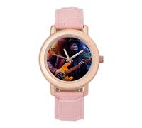 Orologio da polso analogico al quarzo con scimmia astratta che suona musica rock da donna, elegante, con cinturino in pelle, Stile:, regular, Cinturino