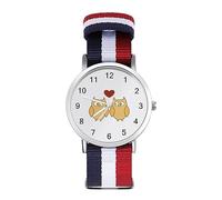 Orologio da polso analogico al quarzo con simpatico gufo, con scritta "I Love You", per uomo e donna, cinturino in nylon, Stile:, regular, Cinturino