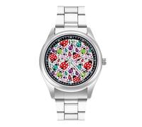 Orologio da polso analogico al quarzo con stampa di coccinella, da uomo, stile casual