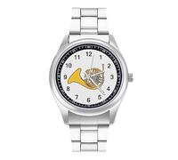 Orologio da polso analogico al quarzo con stampa di corno francese, stile casual