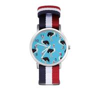Orologio da polso analogico al quarzo con stampa di struzzo e uccellino, per uomo e donna, cinturino in nylon, Stile:, regular, Cinturino