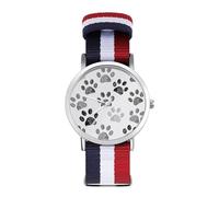 Orologio da polso analogico al quarzo con stampa di zampa di cane, per uomo e donna, cinturino in nylon, orologio da polso, Stile:, regular, Cinturino
