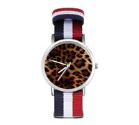 Orologio da polso analogico al quarzo con stampa leopardata animale, per uomo e donna, cinturino in nylon, Stile:, regular, Cinturino