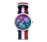 Orologio da polso analogico al quarzo con tartarughe marine, per uomo e donna, cinturino in nylon, Stile:, regular, Cinturino