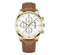 Orologio da polso analogico al quarzo da donna con cassa in pelle di Natale, F, misura unica