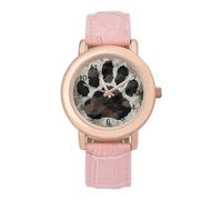 Orologio da polso analogico al quarzo, da donna, elegante, con stampa mimetica e zampa di orso, Stile:, regular, Cinturino