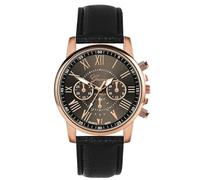 Orologio da polso analogico al quarzo, da donna, in pelle, classico, senza data, Nero , misura unica