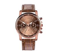 Orologio da polso analogico al quarzo, da donna, in pelle, con cinturino in pelle, Rosso, One Size